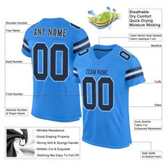 Powder Blue Navy-White Mesh Football Jersey 2