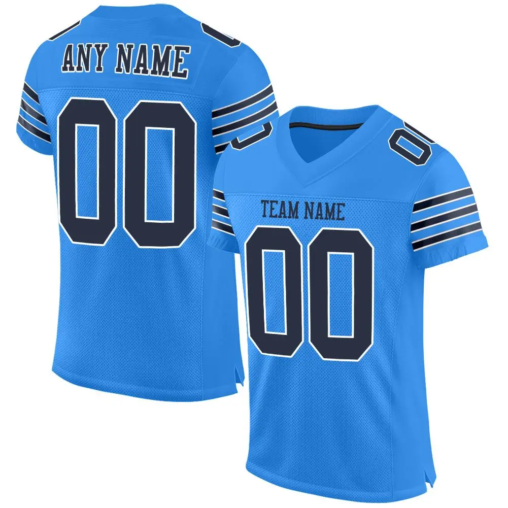 Powder Blue Navy-White Mesh Football Jersey