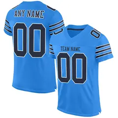 Powder Blue Navy-White Mesh Football Jersey 1