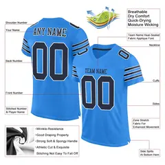 Powder Blue Navy-White Mesh Football Jersey 2
