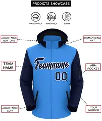 Powder Blue Navy-White Raglan Sleeves Waterproof Jacket 2