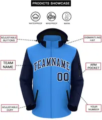 Powder Blue Navy-White Raglan Sleeves Waterproof Jacket 2