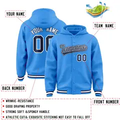 Powder Blue Navy-White Varsity Letterman Hoodie Jacket 4