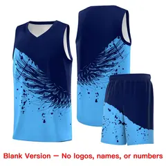 Powder Blue Navy Wing Pattern Basketball Jersey 7