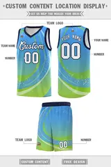 Powder Blue Neon Green Galaxy Graffiti Pattern Basketball Jersey 2