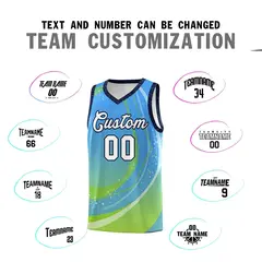 Powder Blue Neon Green Galaxy Graffiti Pattern Basketball Jersey 3