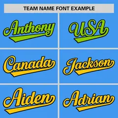 Powder Blue Neon Green-Gold Gradient Side Baseball Jersey 3