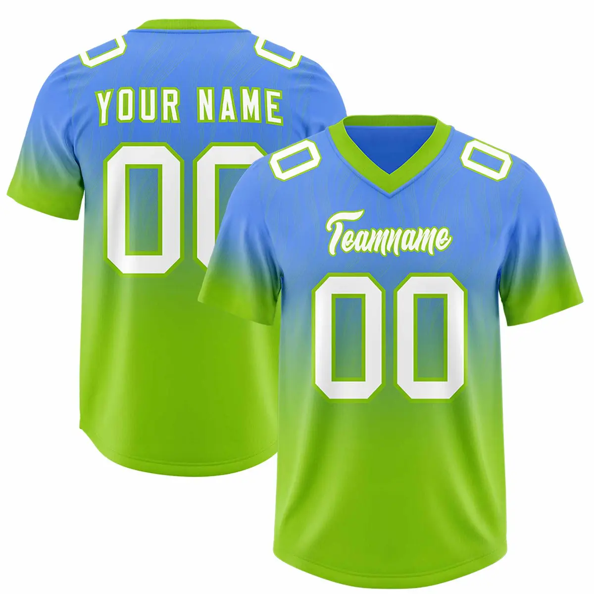 Powder Blue Neon Green Gradient Outdoor Football Jersey