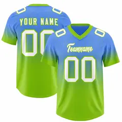 Powder Blue Neon Green Gradient Outdoor Football Jersey