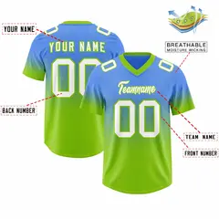 Powder Blue Neon Green Gradient Outdoor Football Jersey 2