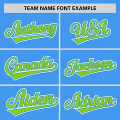 Powder Blue Neon Green Half Stripe Authentic Baseball Jersey 3