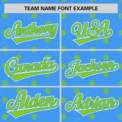 Powder Blue Neon Green Polka Dot Graffiti Baseball Jersey 3