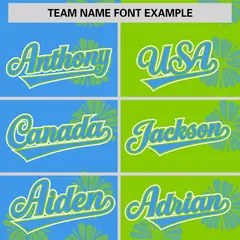 Powder Blue Neon Green Split Flower Graffiti Baseball Jersey 3