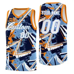 Powder Blue Orange Abstract Graffiti Basketball Jersey 1
