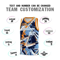 Powder Blue Orange Abstract Graffiti Basketball Jersey 4