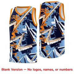 Powder Blue Orange Abstract Graffiti Basketball Jersey 6