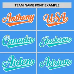 Powder Blue Orange-Aqua Gradient Side Baseball Jersey 3