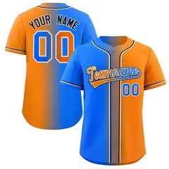 Powder Blue Orange-Black Gradient Fashion Baseball Jersey
