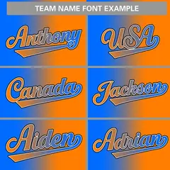 Powder Blue Orange-Black Gradient Fashion Baseball Jersey 3