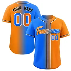 Powder Blue Orange-Black Gradient Fashion Baseball Jersey
