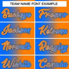 Powder Blue Orange-Black Gradient Fashion Baseball Jersey 3