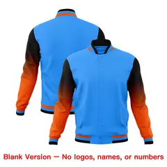 Powder Blue Orange Black Gradient Raglan Varsity Letterman Jacket 7