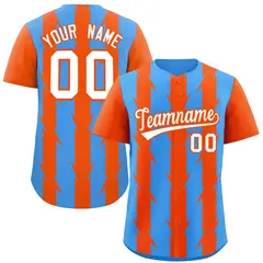 Powder Blue Orange Blade Pattern Raglan Baseball Jersey 1