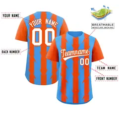 Powder Blue Orange Blade Pattern Raglan Baseball Jersey 2