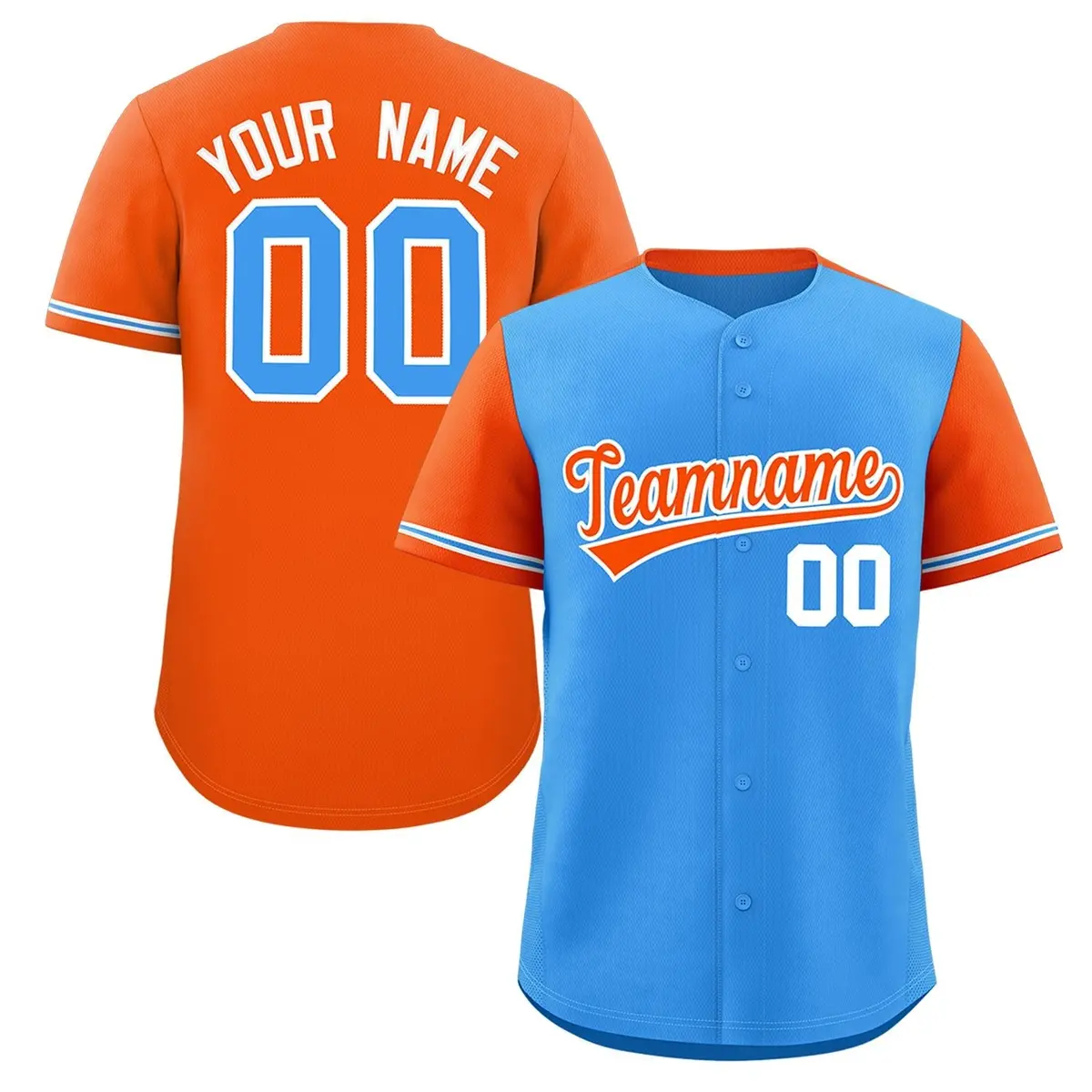 Powder Blue Orange Color Block Raglan Baseball Jersey