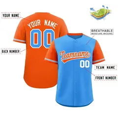 Powder Blue Orange Color Block Raglan Baseball Jersey 2