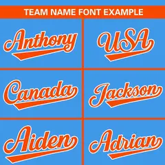 Powder Blue Orange Color Block Raglan Baseball Jersey 3