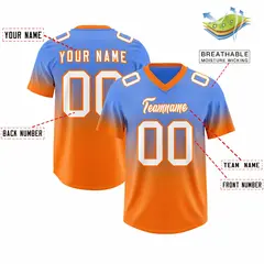 Powder Blue Orange Gradient Outdoor Football Jersey 2