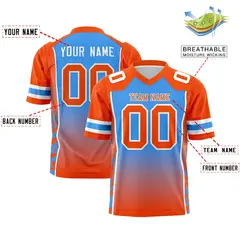 Powder Blue Orange Gradient Side Pattern Football Jersey 2