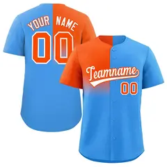 Powder Blue Orange Half Gradient Authentic Baseball Jersey 1