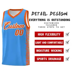 Powder Blue Orange Indians Pattern Basketball Uniform Jersey 2