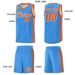 Powder Blue Orange Indians Pattern Basketball Uniform Jersey 5