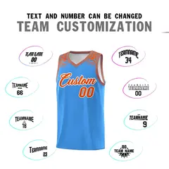 Powder Blue Orange Indians Print Basketball Jersey Sets 4