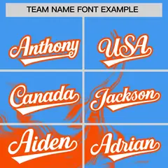 Powder Blue Orange Ink Pattern Authentic Baseball Jersey 3