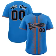 Powder Blue Orange Phonetic Rhythm Authentic Baseball Jersey 1