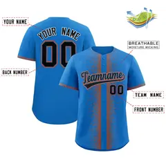 Powder Blue Orange Phonetic Rhythm Authentic Baseball Jersey 2