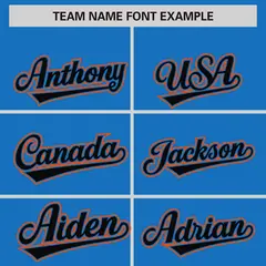 Powder Blue Orange Phonetic Rhythm Authentic Baseball Jersey 3