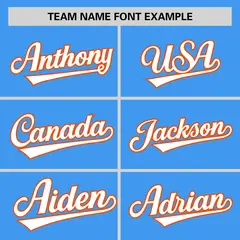 Powder Blue Orange Pinstripe Raglan Sleeves Baseball Jersey 3