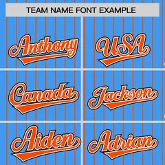 Powder Blue Orange Pinstripe Raglan Varsity Letterman Baseball Jacket 3