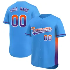 Powder Blue Orange-Purple Gradient Side Baseball Jersey 1