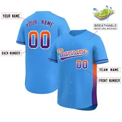 Powder Blue Orange-Purple Gradient Side Baseball Jersey 2