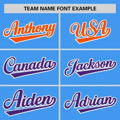 Powder Blue Orange-Purple Gradient Side Baseball Jersey 3