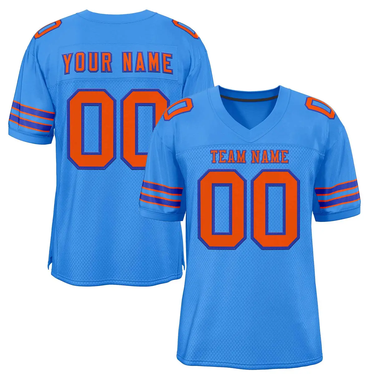 Powder Blue Orange-Royal Classic Authentic Football Jersey