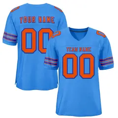 Powder Blue Orange-Royal Classic Authentic Football Jersey 1