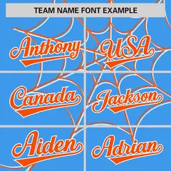 Powder Blue Orange Spider Web Raglan Baseball Jersey 3