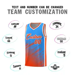 Powder Blue Orange Splash Basketball Uniforms for Match 4